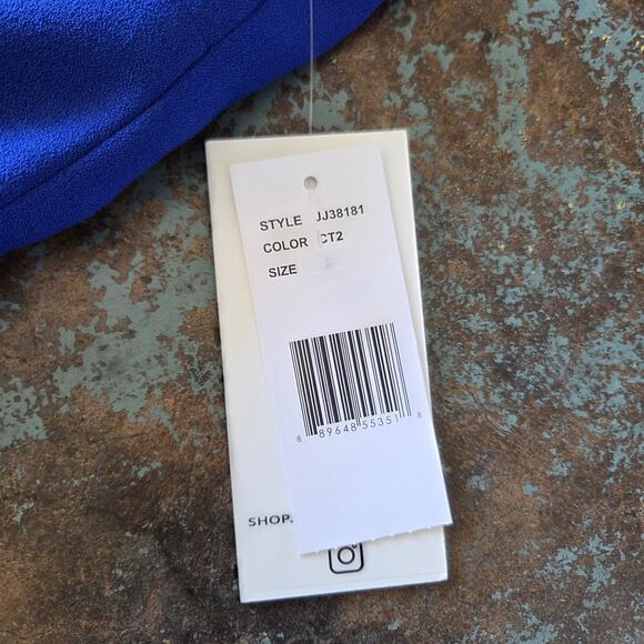 Julia Jordan Royal Blue High Neck Jumpsuit Size 2 NWT Crepe Pockets Ankle Length - Picture 6 of 10